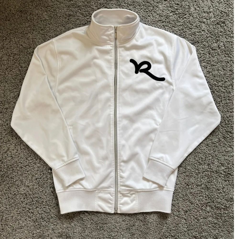 Rocawear White Full-Zip Performance Jacket with Black Logo Accent